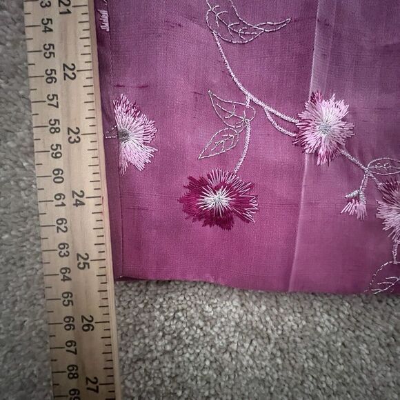 Dana Buckman Pink Raw Silk Dress Embroidered Flowers Pant Size 12 - Picture 5 of 6